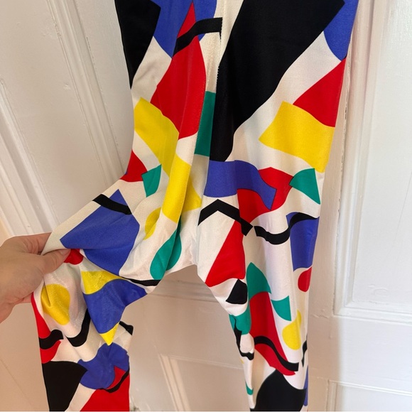 Vintage 90s Stretchy Bright Quirky Graphic Geometric Multicolor Jumpsuit - Picture 9 of 12